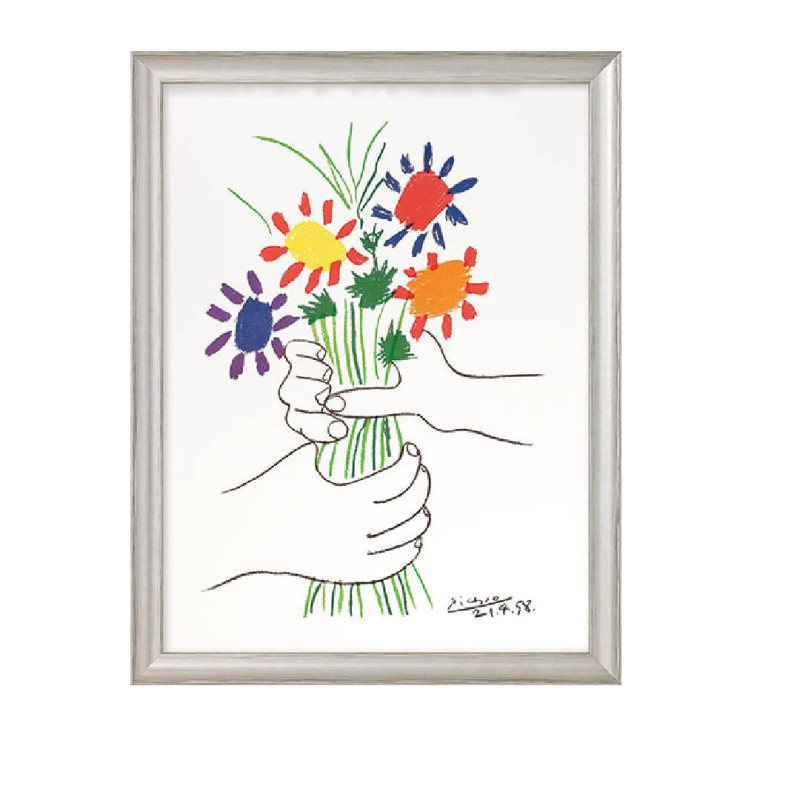 Pablo Picasso: Cuadro "Manos con ramo de flores"